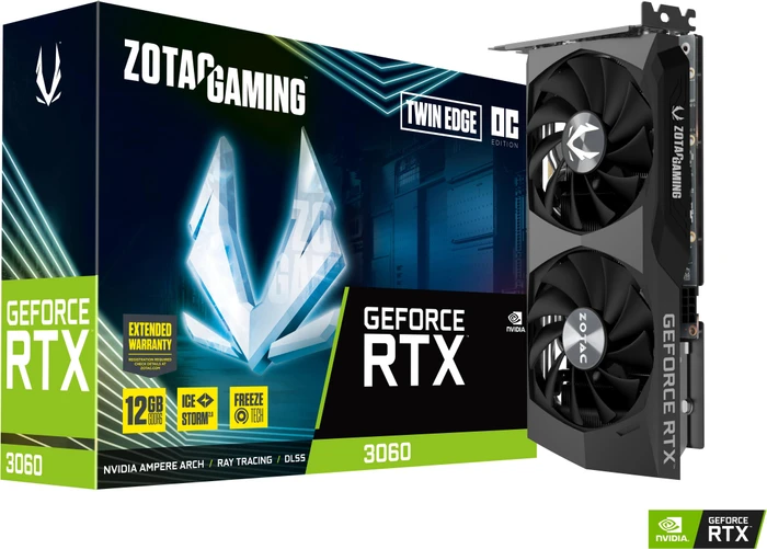 Zotac Gaming GeForce RTX 3060 Twin Edge OC LHR, 12GB GDDR6, HDMI, 3x DP