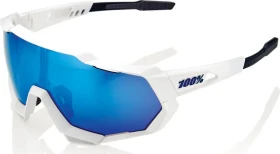 100% Speedtrap matte white/hiper blue multilayer mirror lens