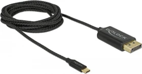 DeLOCK USB-C [Stecker] auf DisplayPort 1.2 [Stecker] Kabel 4K 60Hz schwarz, mit Nylongeflecht, 2m (83710)