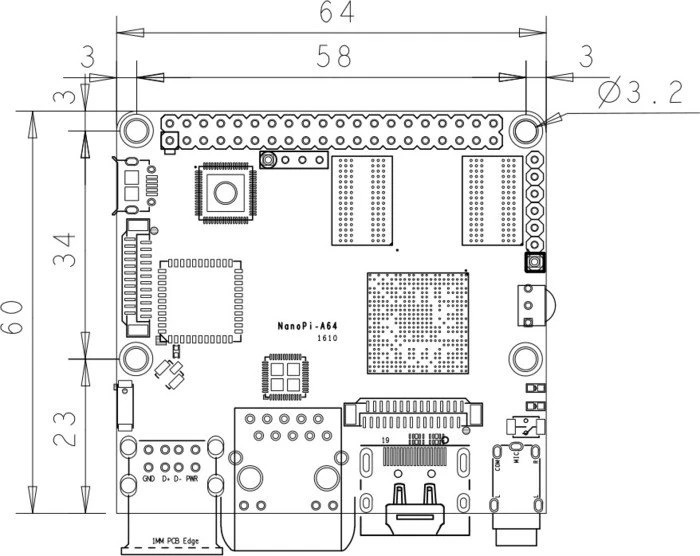 FriendlyARM NanoPI A64, 1GB RAM