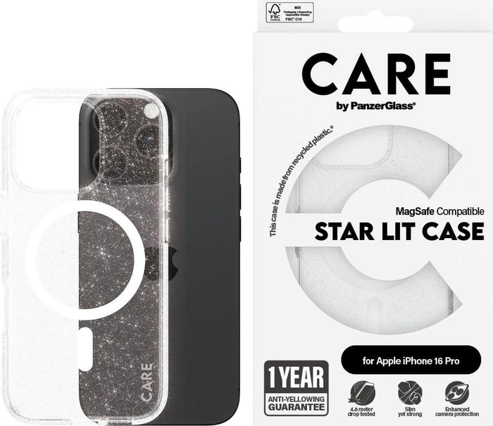 PanzerGlass Care Flagship Case Urban Combat Star Lit MagSafe für Apple iPhone 16 Pro weiß