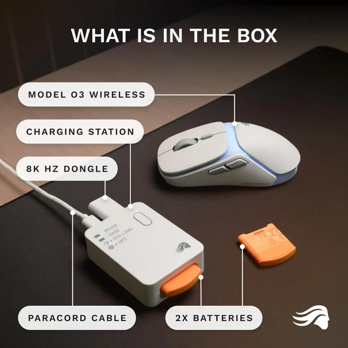 Glorious Model O3 8K Wireless mit Ladestation, weiß, USB/Bluetooth
