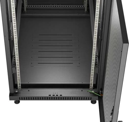 Lanberg 19" Rackschrank 22HE, freistehend, Flat Pack, Gitternetztür, IP20, RAL 9004, 1000mm tief