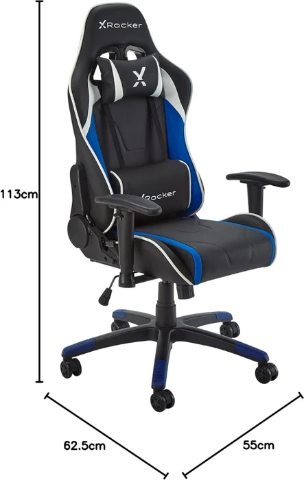 X Rocker Agility Compact Esports Gamingstuhl für für Kinder/Jugendliche, blau/schwarz