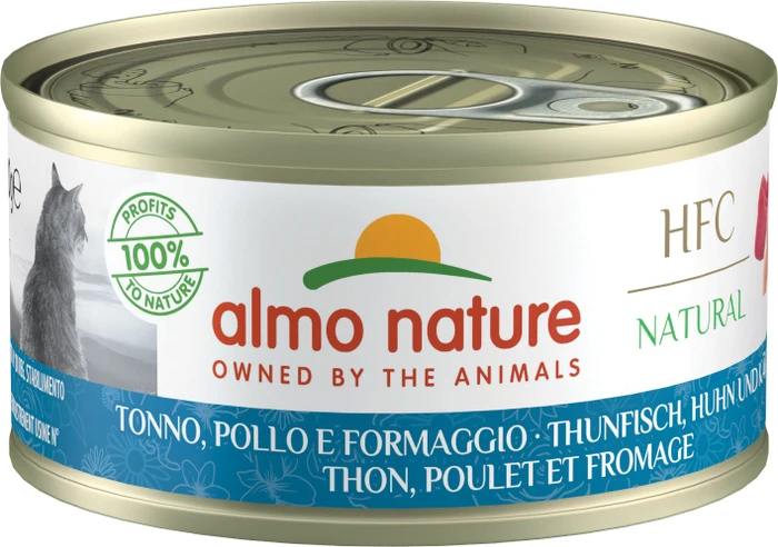almo nature HFC Natural Cats 70, Thunfisch, Huhn und Käse, 3.36kg (48x 70g)