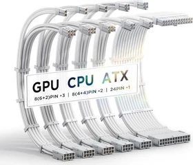 AsiaHorse Cable Extension Kit, 1x 24-Pin, 2x 4/8-Pin ATX, 3x 8-Pin PCIe, 16AWG, weiß, 30cm, aktualisiert