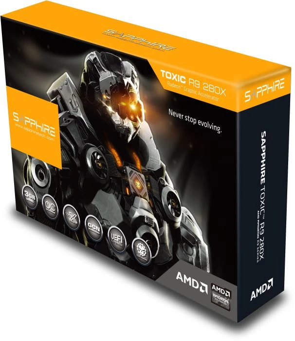 Sapphire Toxic Radeon R9 280X, 3GB GDDR5, 2x DVI, HDMI, 2x mDP, full retail