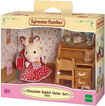 Epoch Sylvanian Families - Sets mit Figuren und Möbeln - Schokoladenhasen Schwester mit Schreibtisch