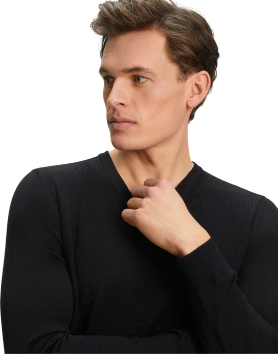 Falke Basic Apparel V-Ausschnitt Pullover schwarz (Herren)