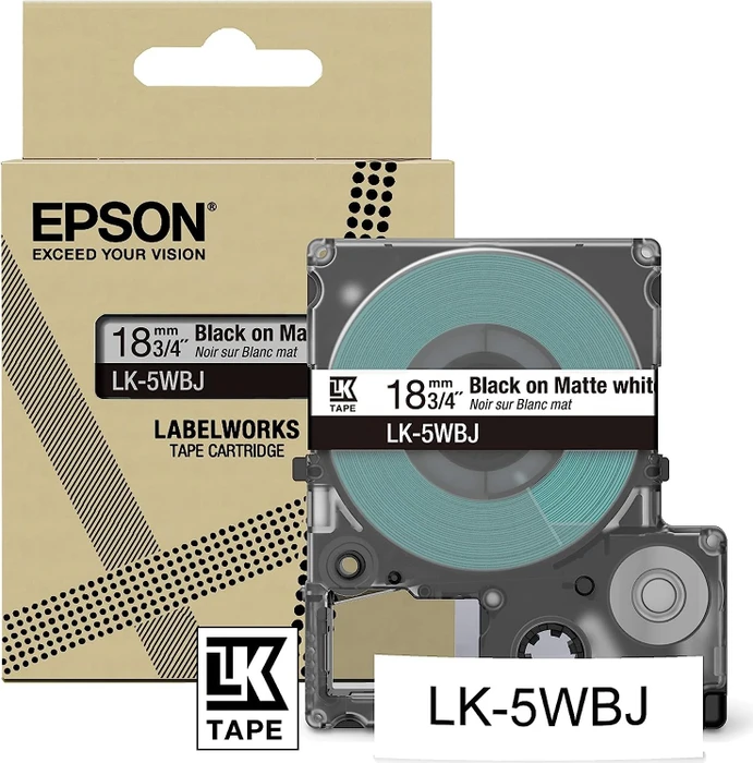 Epson LK-5WBJ Beschriftungsband, 18mm, schwarz/mattweiß