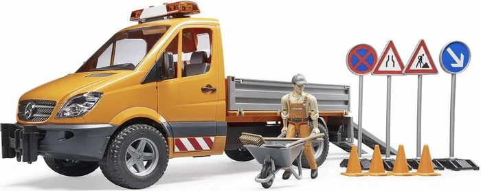 Bruder Profi-Serie MB Sprinter Kommunal mit Light & Sound Modul, Fahrer und Zubehör (02677)