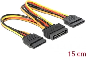 DeLOCK 15-Pin SATA Strom Stecker auf 2x 15-Pin SATA Strom Buchse, Adapterkabel, 15cm (60143)