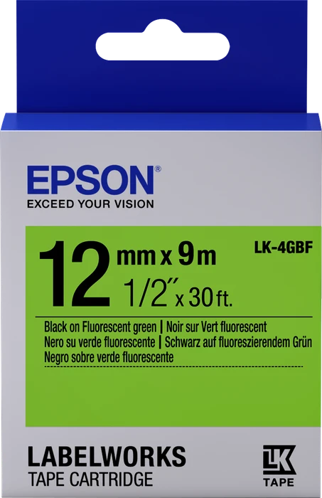 Epson LK-4GBF Beschriftungsband, 12mm, schwarz/grün
