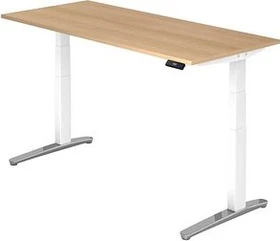 Hammerbacher Ergonomic Aktiv XBHM19 elektrisch höhenverstellbarer Sitz-Steh-Schreibtisch 180x80cm Eiche/weiß