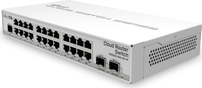 MikroTik Cloud Router Switch CRS326 Dual Boot Desktop Gigabit Managed Switch, 24x RJ-45, 2x SFP+, PoE PD