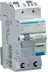 Hager Fehlerstrom-Leitungsschutzschalter 1P+N 6kA C 16A 30mA A-G Typ QC-QB