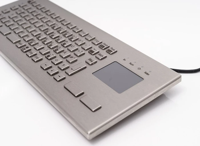 GETT InduKey KV23203 TKV-084-FIT kompakte Edelstahltastatur, Touchpad, USB, DE