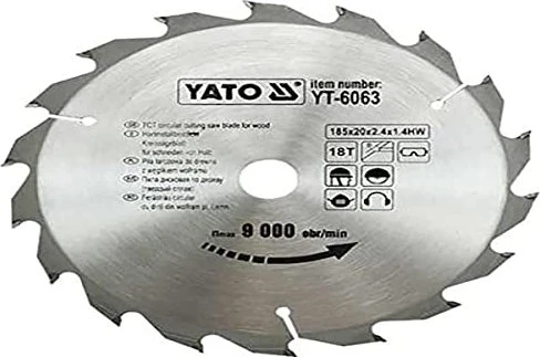 Yato YT-6063 HM Kreissägeblatt 18Z, 185x1.4x20mm, 1 Stück