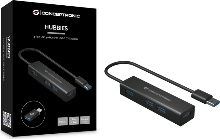 Conceptronic USB-Hub, 4x USB-A 3.0, USB-A/USB-C 3.0 [Stecker]