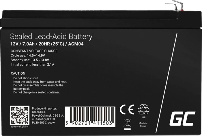 Green Cell AGM Batterie 12V, 7Ah