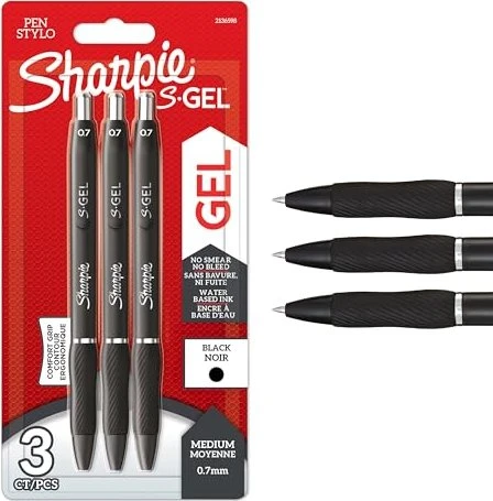 Sharpie S-Gel 0.7mm Gelroller (Mine) schwarz, 3er-Pack