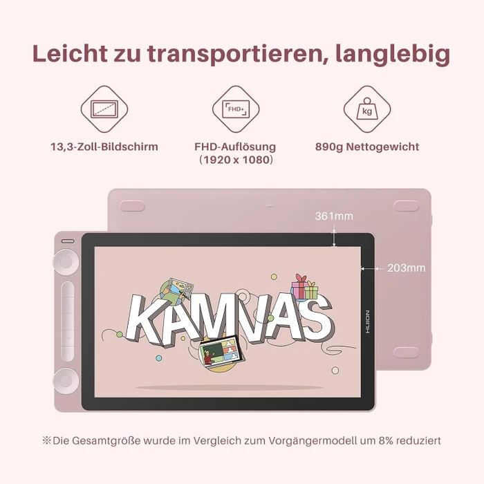 Huion Kamvas 13 Gen3, Sakura Pink