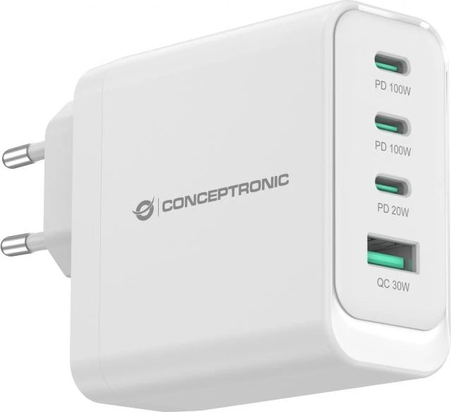 Conceptronic 4-Port 100W GaN USB-PD-Ladegerät weiß