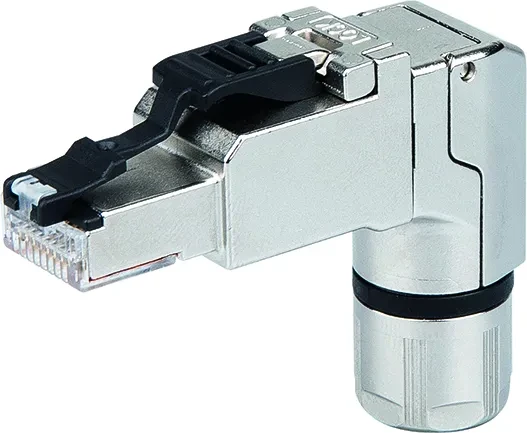 Telegärtner RJ45 Stecker MFP8 gewinkelt J00026A4000 | Cat.6A | feldkonfektionierbar | geschirmt | AWG22-27 | Silber Image
