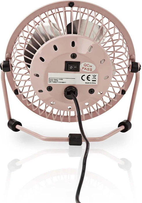 Nedis FNDK1PI10 USB Mini Tischventilator aus Metall 10cm rosa