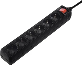 Hama Steckdosenleiste mit Schalter, 6-fach, 5m, schwarz