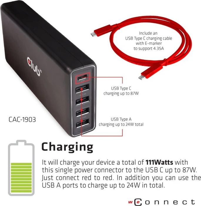 Club 3D Triple Display Dynamic PD Charging Dock 100W, USB-C 3.0 [Buchse]