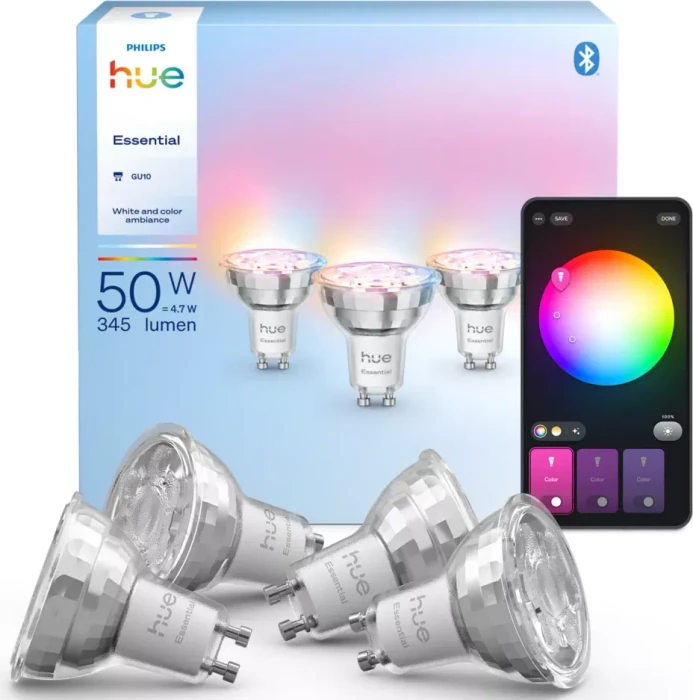 Philips Hue Essential White and Color Ambiance 345 GU10 4.7W, 4 Stück