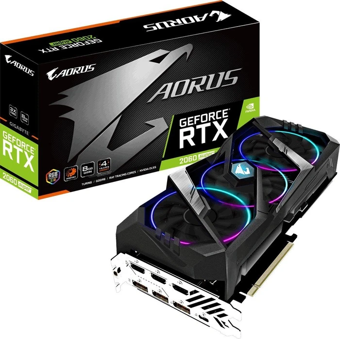 GIGABYTE AORUS GeForce RTX 2060 SUPER 8G, 8GB GDDR6, 3x HDMI, USB-C, 3x DP