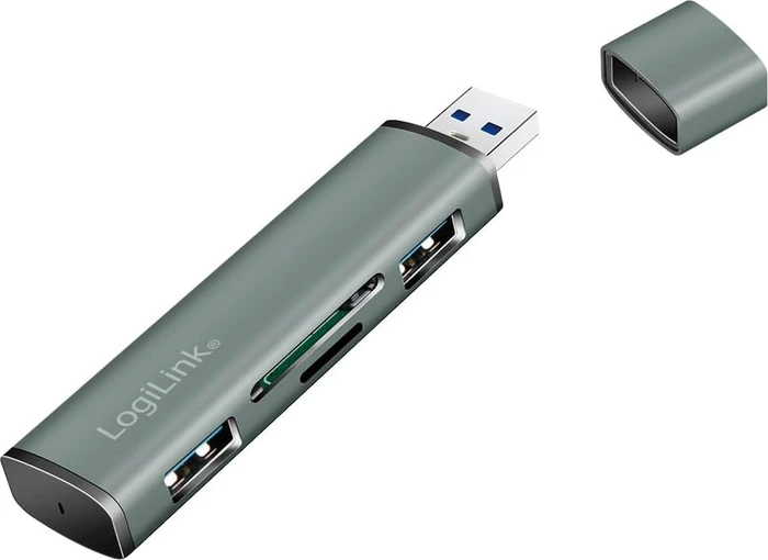 LogiLink USB 3.2 Gen 2 2-Port Hub with Card Reader, USB-A 3.1 [Stecker]