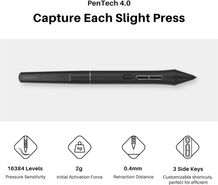 Huion Kamvas 13 Gen3, Cosmos Black, mit Standfuß