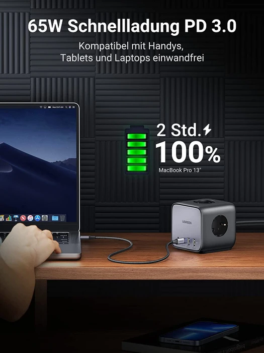 Ugreen 65W USB-C DigiNest Cube Charging Station schwarz/silber