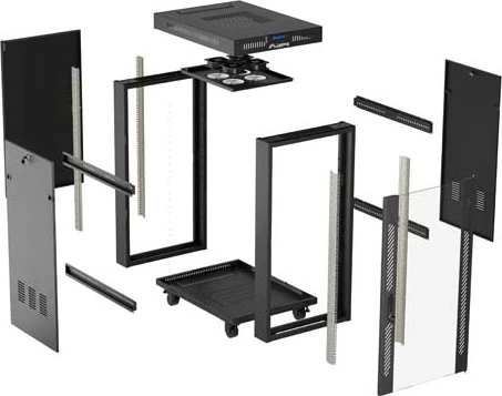 Lanberg 19" Rackschrank 37HE, LCD, freistehend, Flat Pack, V2, Glastür, IP20, RAL 9004, 800mm tief