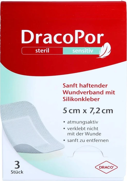 Dr. Ausbüttel DracoPor Sensitiv steriler Wundverband, 5 x 7.2cm, 3 Stück