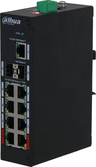 Dahua PFS32 Industrial Railmount Gigabit Switch, 9x RJ-45, 2x SFP