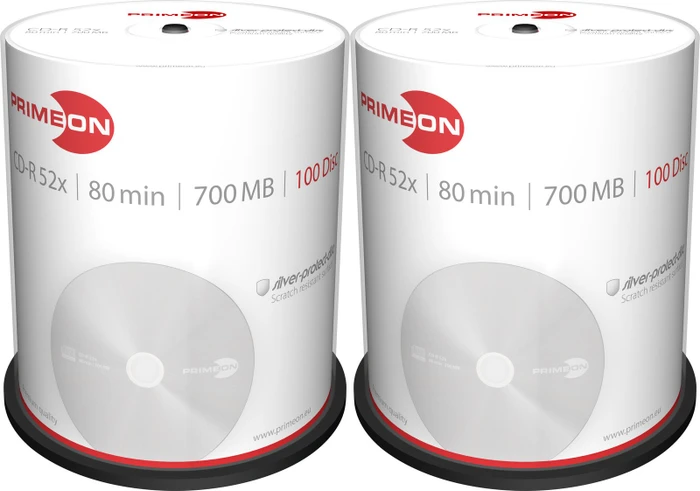 Primeon silver-protect-disc CD-R 80min/700MB, 52x, 100er Spindel, silver
