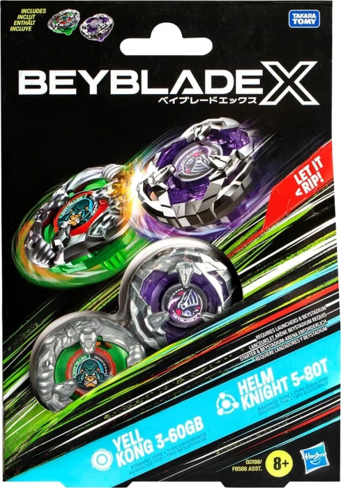 Hasbro Beyblade X Yell Kong 3-60GB und Helm Knight 5-80T Dual Pack