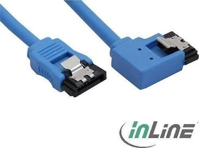 InLine SATA-Kabel blau, gerade/links gewinkelt 0.3m (27703L)