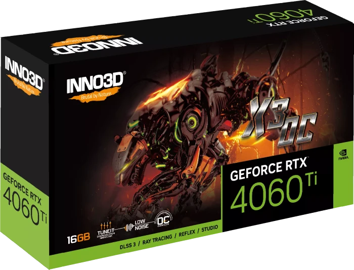 INNO3D GeForce RTX 4060 Ti Twin X3 OC, 16GB GDDR6, HDMI, 3x DP