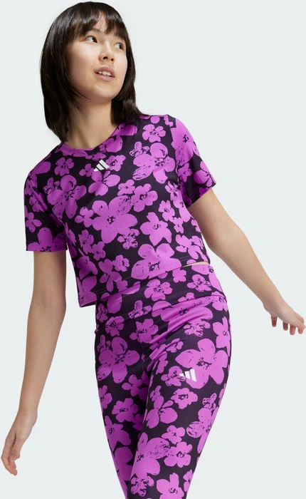 adidas Train Essentials Seasonal Printed High Waisted Hose 7/8 aurora black/purple burst (Junior)