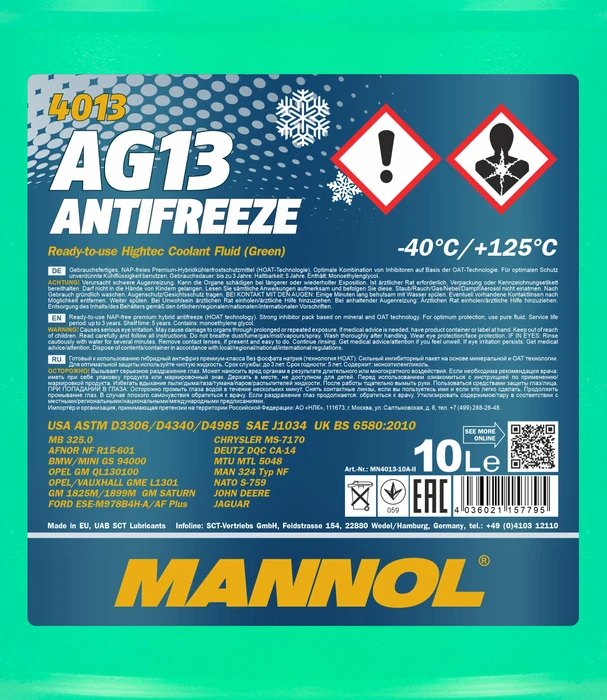 Mannol Antifreeze AG13 -40 °C Hightec 10l