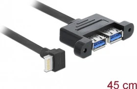 DeLOCK intern 20-Pin Key-B USB 3.1 auf 2x USB-A 3.1 Konverter, Adapterkabel, 0.45m