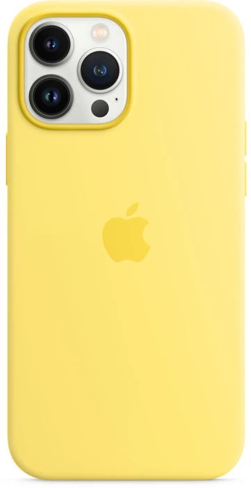 Apple Silikon Case mit MagSafe für iPhone 13 Pro Max Zitronenschale