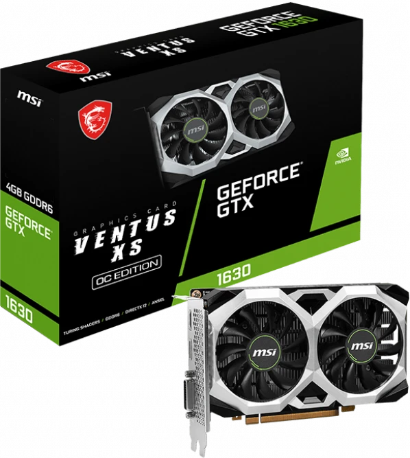 MSI GeForce GTX 1630 Ventus XS OC, 4GB GDDR6, DVI, HDMI, DP