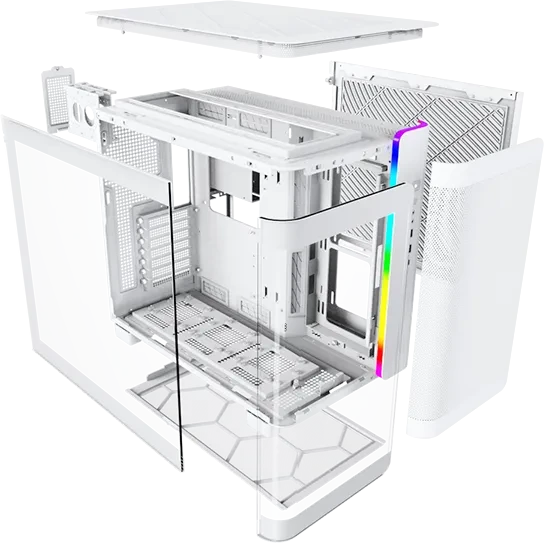 Montech King 95 Pure White, weiß, Glasfenster