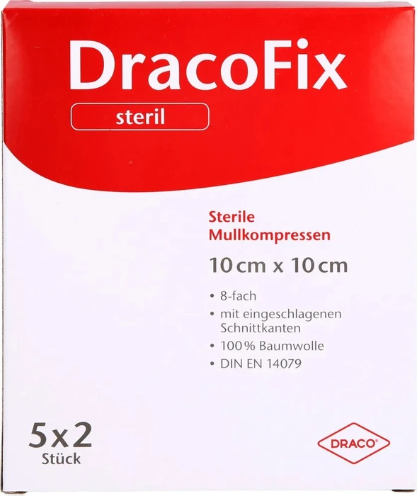 Dr. Ausbüttel DracoFix Peel Mullkompressen steril 8-fach, 10 x 10cm, 10 Stück
